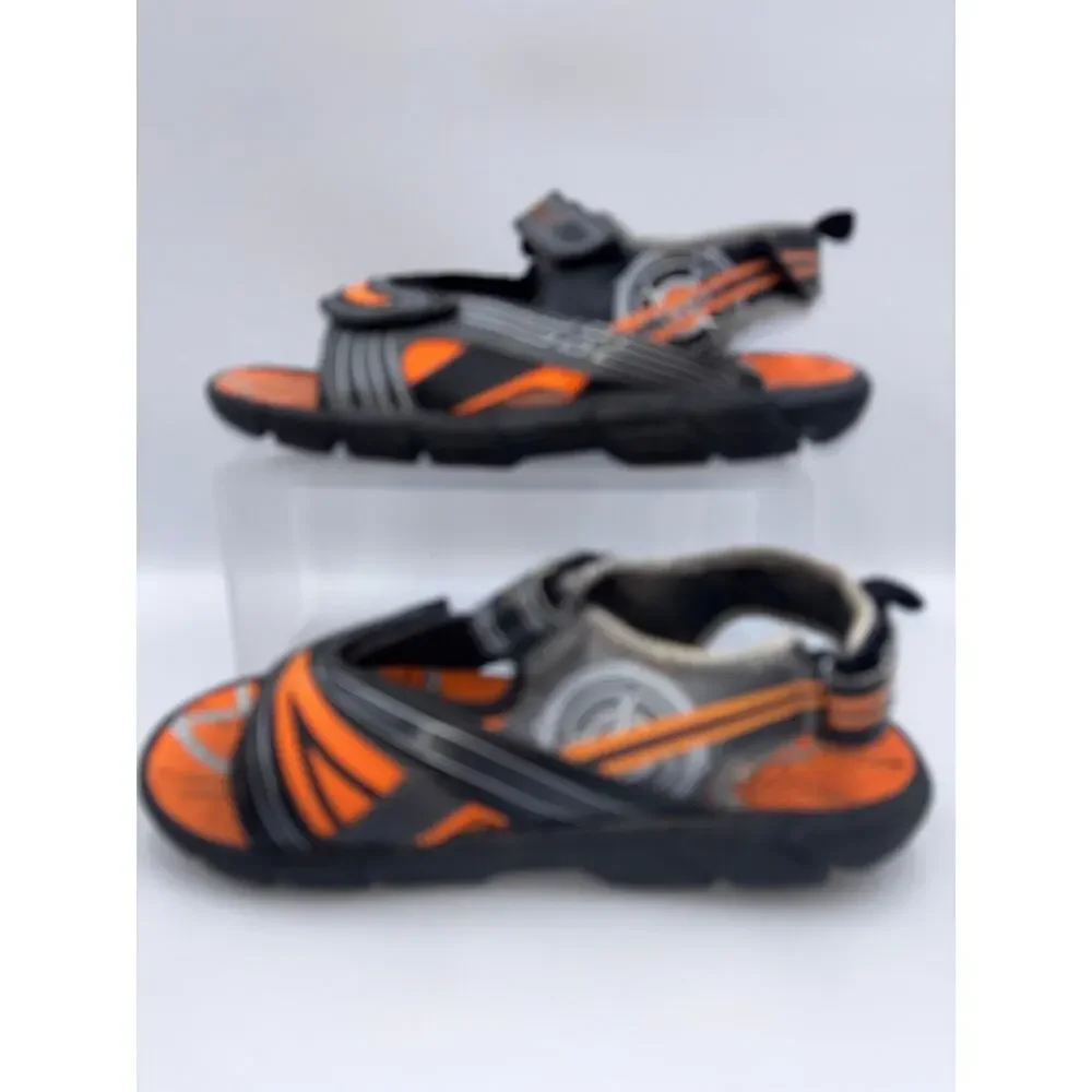 Nerf Athletic Sandals Youth Black Orange Size 6 Hook & Loop Adjustable READ